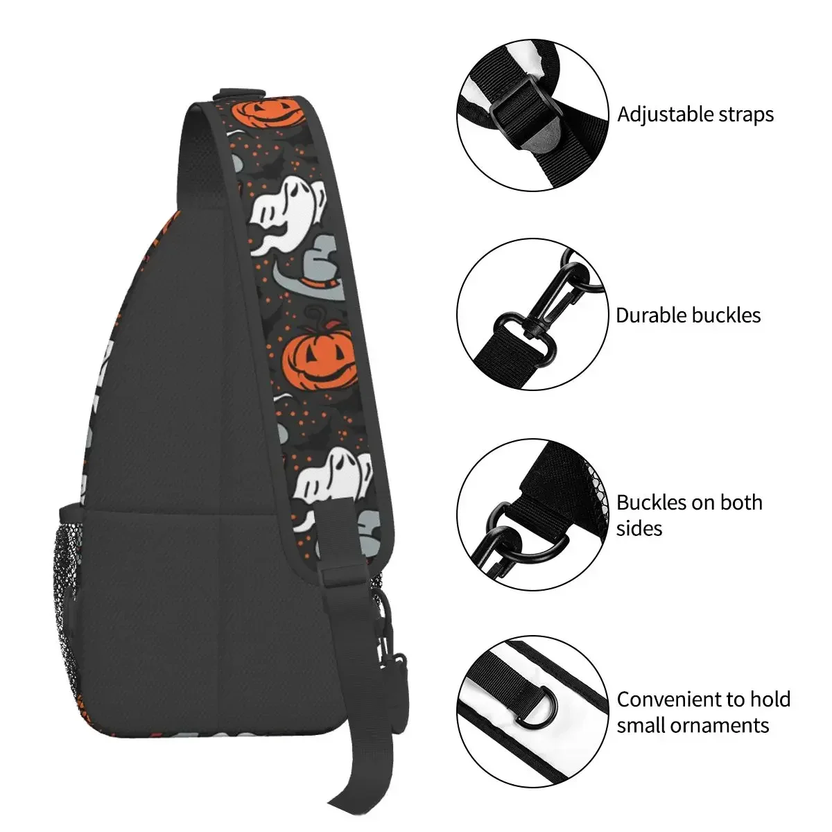 Doodle Ghosts Crossbody Torby na klatkę piersiową Halloween Kieszenie Pakiet podróżny Messenger Sportowa torba na ramię dla nastolatków unisex