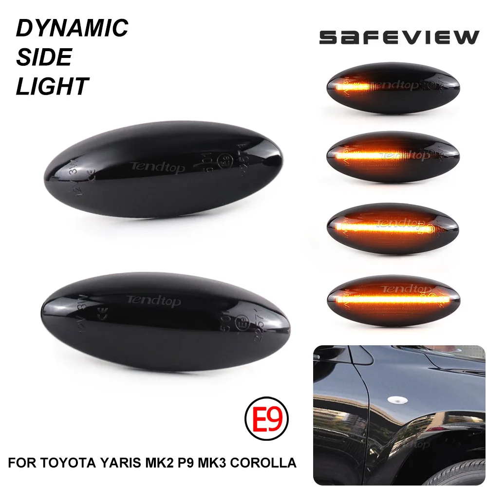 2Pcs Blinker LED Turn Signal Sequential Flashing Light Side Marker Repeater Lamp For Toyota Yaris COROLLA Auris Mk1 E15 RAV4 Mk3