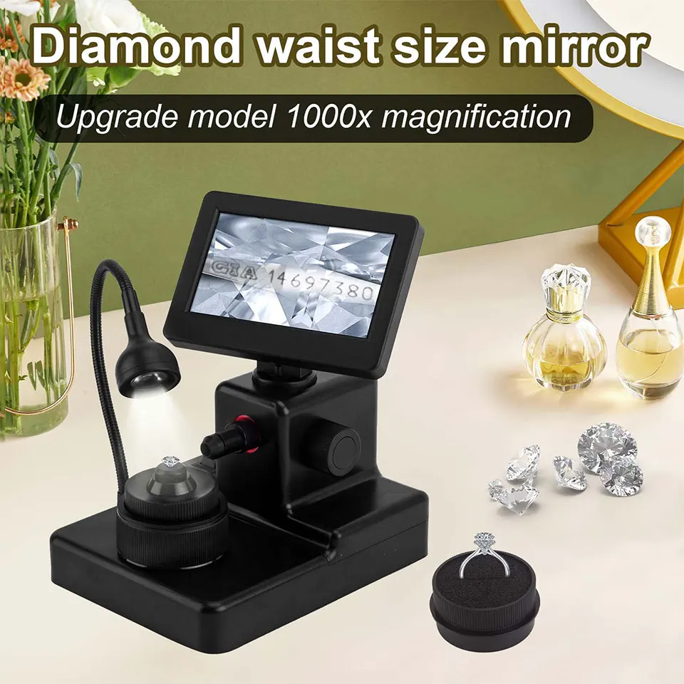 Diamond Waist Size Mirror Second Generation 50X-1000X Viewer 4.3 Inch Digital Screen Jewelry Tools & Equipment Rotate 360°