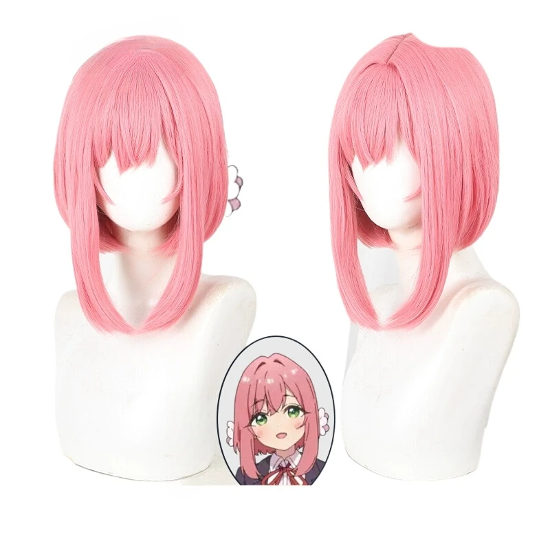 Anime 100 Girlfriends Who Really Love You Hanazono Hakari Cosplay Wig 35cm Pink Short Hair Women Heat Resistant Synthetic Hair