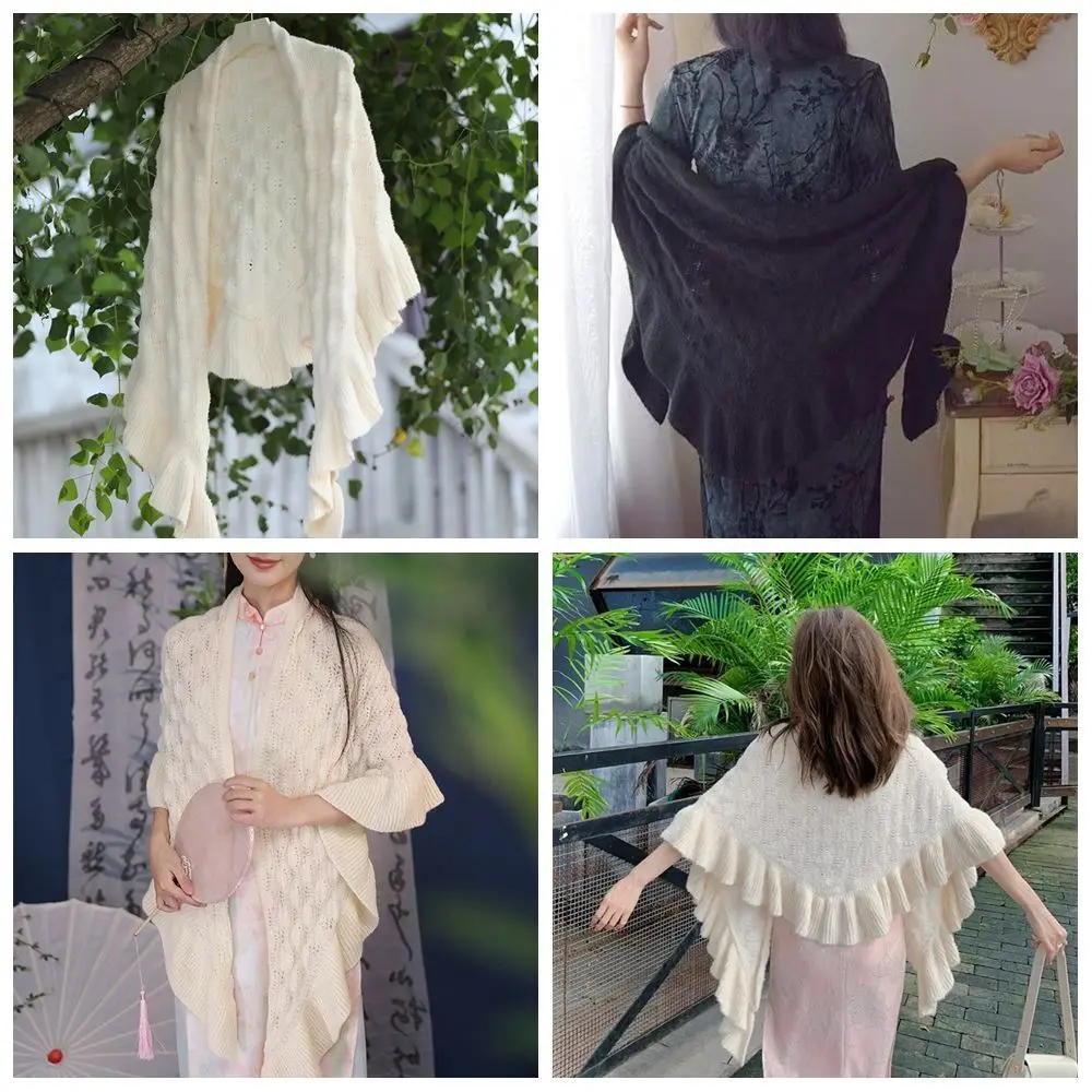 جديد دافئ الكشكشة شال غير النظامية سميكة الكتف أعلى سترة غير رسمية وشاح شال الخريف الشتاء #1