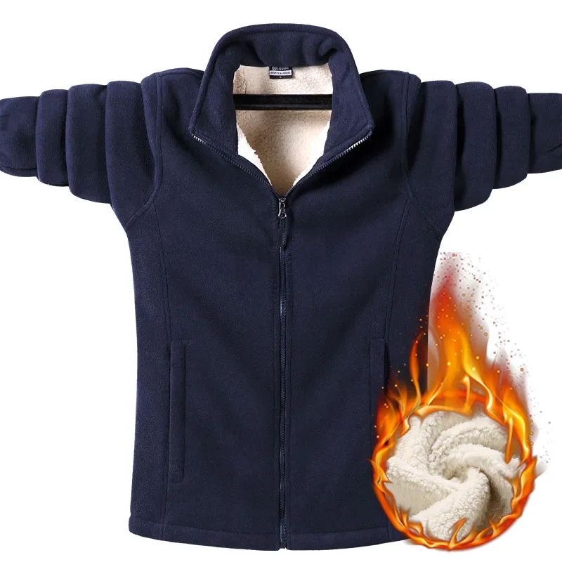 Fleece Jacket Men Autumn Winter Coat Zip Up Plus Size Jacket Men Fashion Clothing Warm Fleece Lined Fur Coat For Men 2022