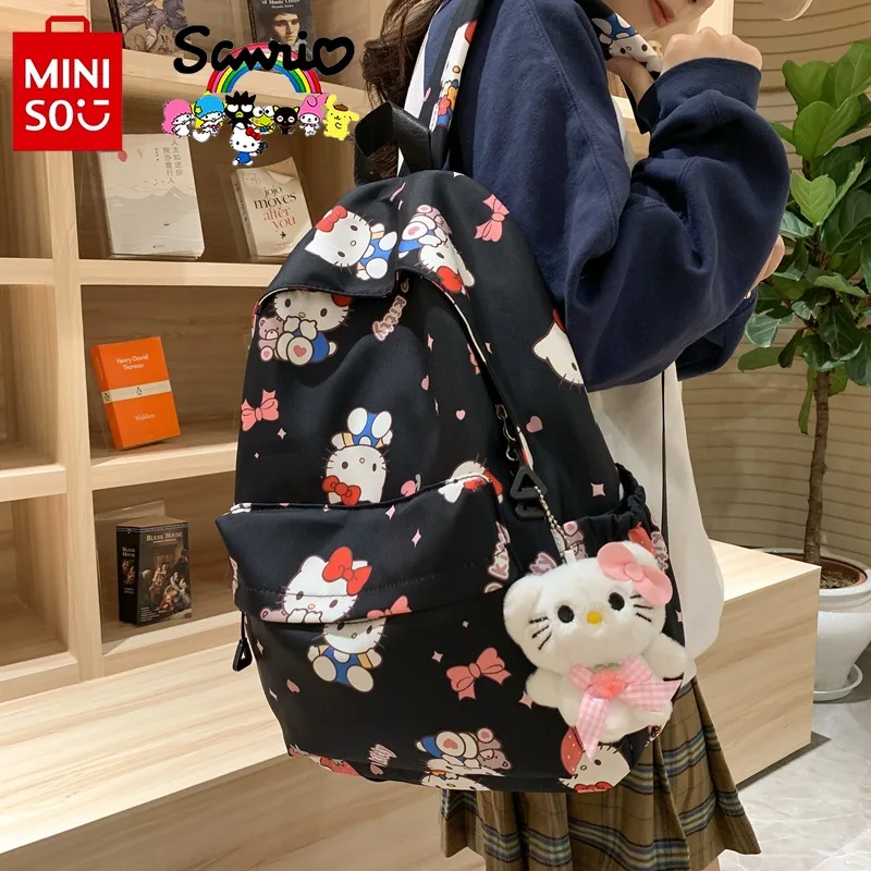 Mininstants-Sac à dos Hello Kitty pour femme, sac à dos étudiant de haute qualité, sac à dos de rangement de grande capacité, sac à dos de dessin animé à la mode, nouveau