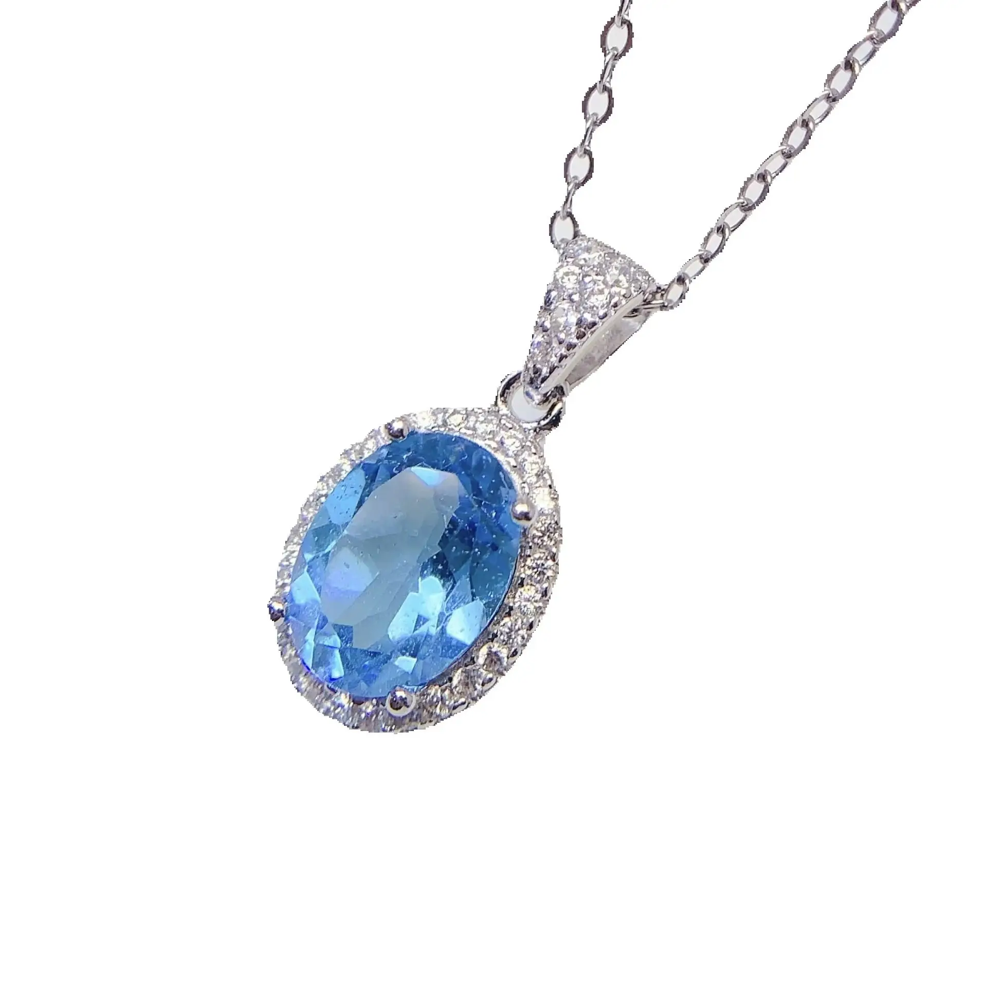 

SHILOVEM стерлингового серебра 925 пробы, подвеска с синим топазом, новый подарок на день рождения, Рождество, модная оптовая продажа, женская 7*9 мм lz070901gb