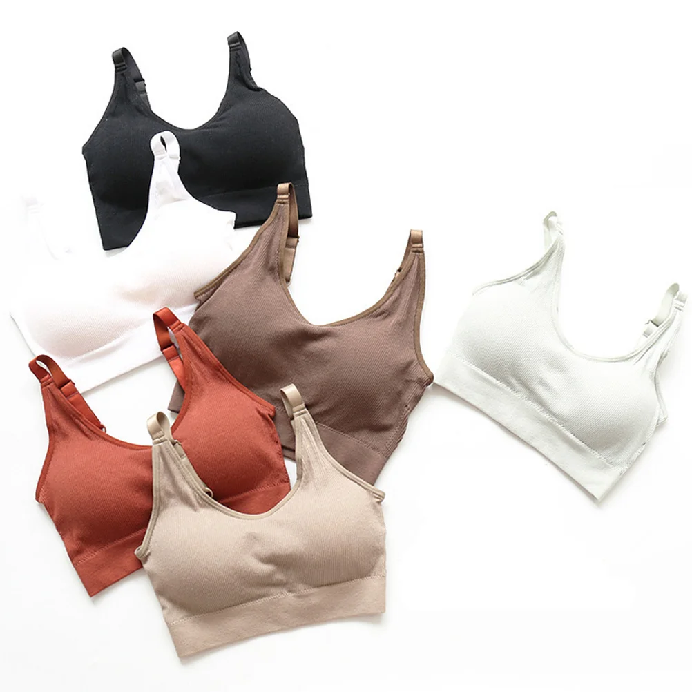 

Women Sports Bras Stretchy Breathable Fitness Underwear Comfortable Texture Shockproof Yoga Gym Workout Brown Yoga Bras