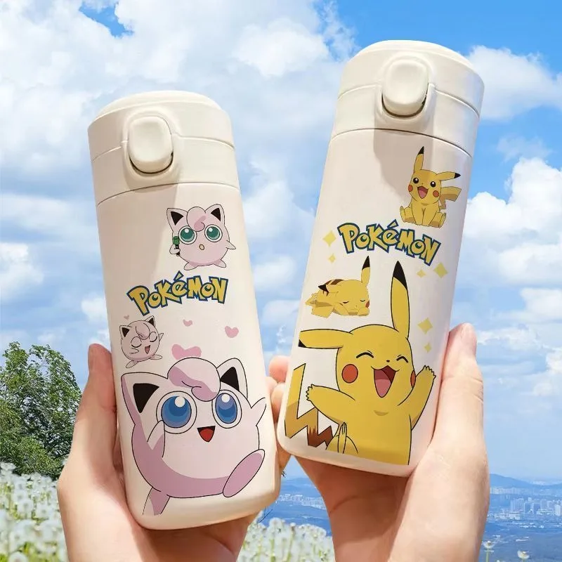 Pokemon Pikachu butelki na wodę ze stali nierdzewnej przenośna kreskówka Jigglypuff kubek termiczny kolarstwo na świeżym powietrzu butelka na wodę