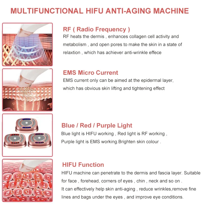 Upgraded Mini Ultrasonic Face Machine for Home Use with EMS LED Professional Machine Face Lift To Remove Wrinkles