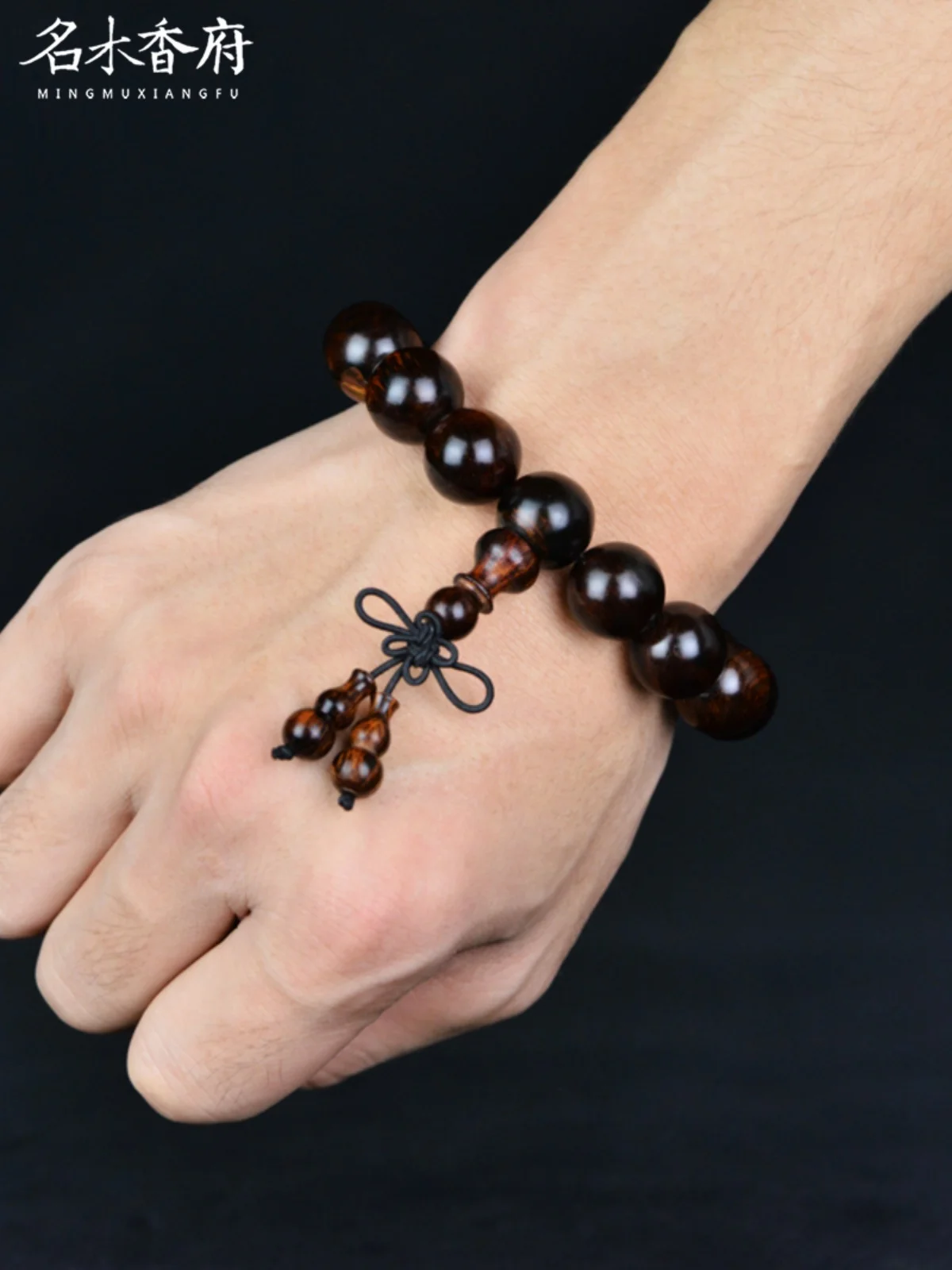 Bracelet Adult Couple Rosewood roundBeads Simple Exquisite Fashion All-Match Retro PalaceStyle 15mm Same Style for Men and Women