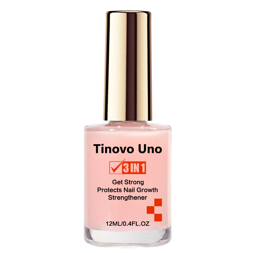 Tinovo Uno 3 in 1น้ำยาทาเล็บสีชมพูสำหรับปลูกเล็บให้แข็งแรงทนทานขนาด12มล.