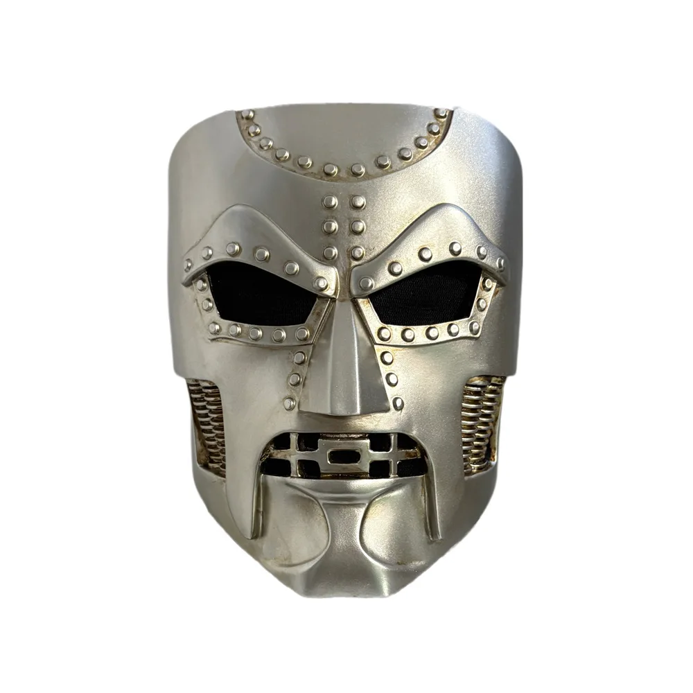 Cosplay-Maske Silber Erwachsene Herren Vollgesichts-Harz-Kopfbedeckung mit Verstellbarem Gürtel Bösewicht-Kostüm-Requisiten – Detail 5