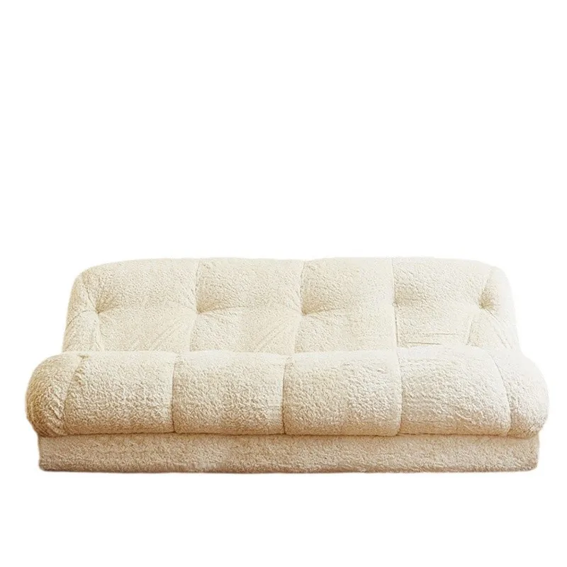 French cream style, lamb wool medieval fabric buckle sofa, Nordic small apartment module combination sofa