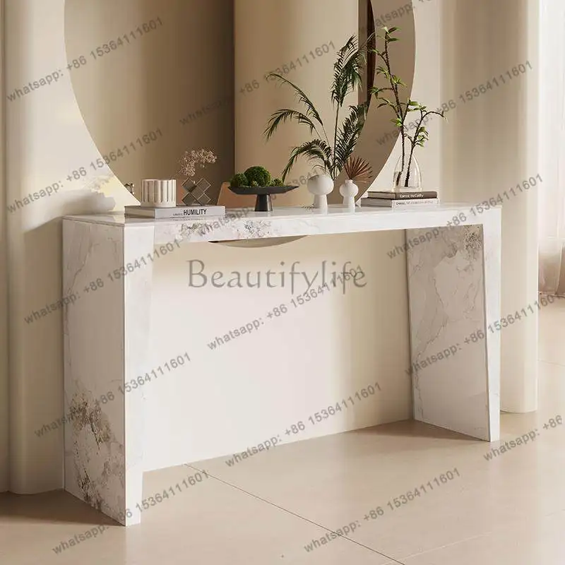 

LSight luxury rock slab solid wood entrance table Italian end view table living room corridor aisle decoration against the wall