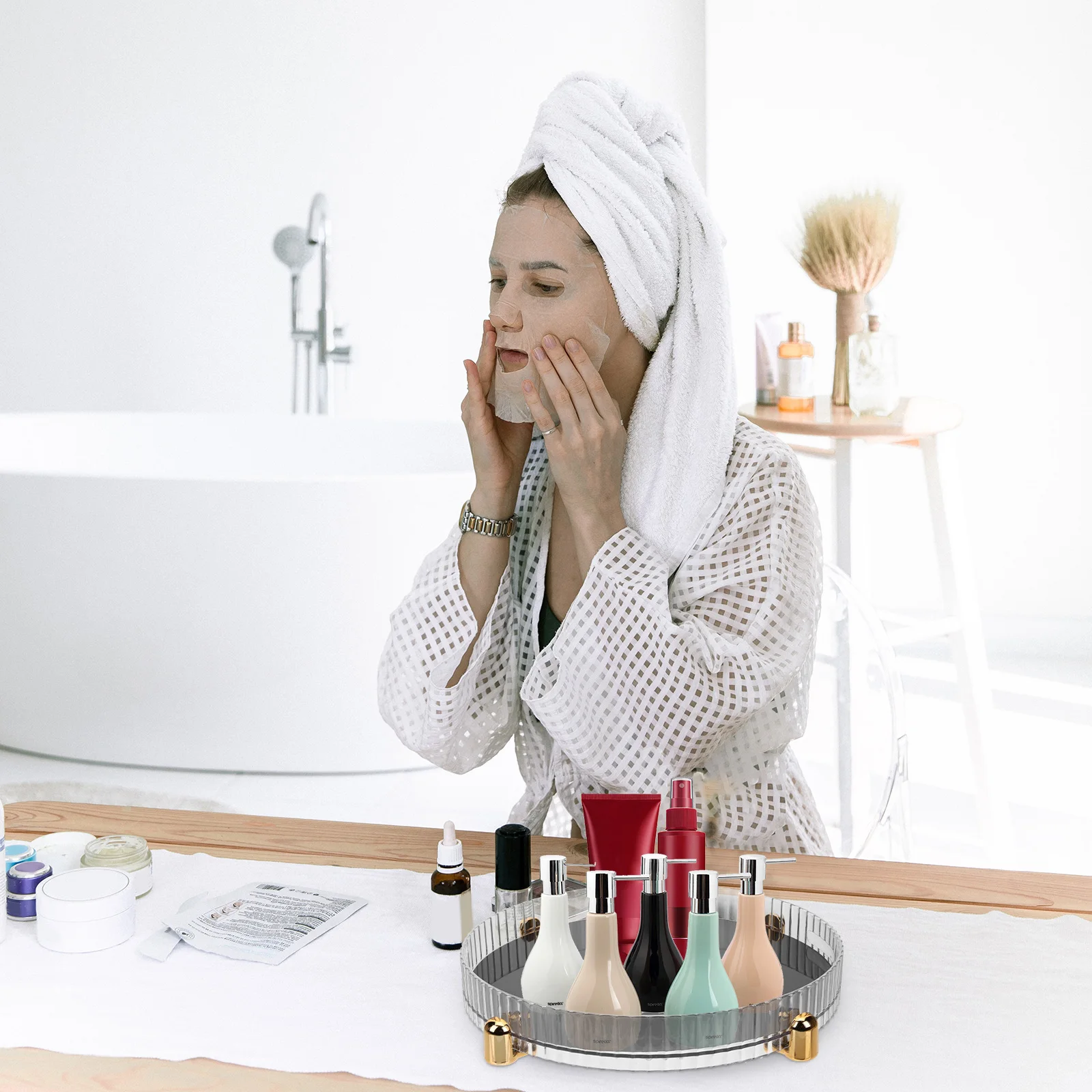 

Organizer Box 360-Degree Rotating Tray For Makeup Skincare Perfume Storage Spice Rack Turntable Organiser Kitchen