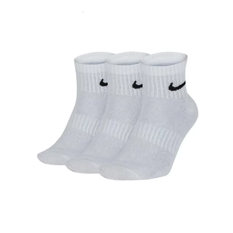 Nike Lightweight Unisex Sports Socks Men's And Women's 3 Pairs Casual Breathable Tube White Short Socks S M L SX7677