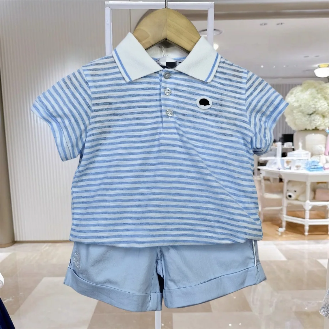 

Striped Polo Shirt + Solid Shorts 2Pcs Baby Boy Outfit Summer Casual Toddler Kids Clothes Set