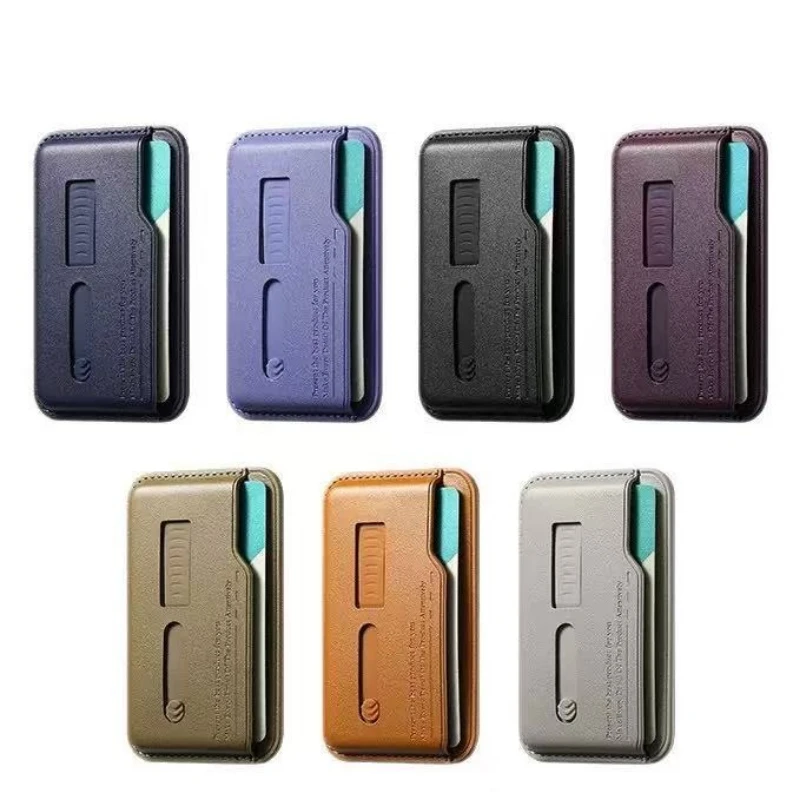 Phone Card Bag Strong Magnetic Macsafe Card Holder Wallet For Magsafe iPhone 17 16 Pro Max Samsung With Finger Ring Wrist Strap