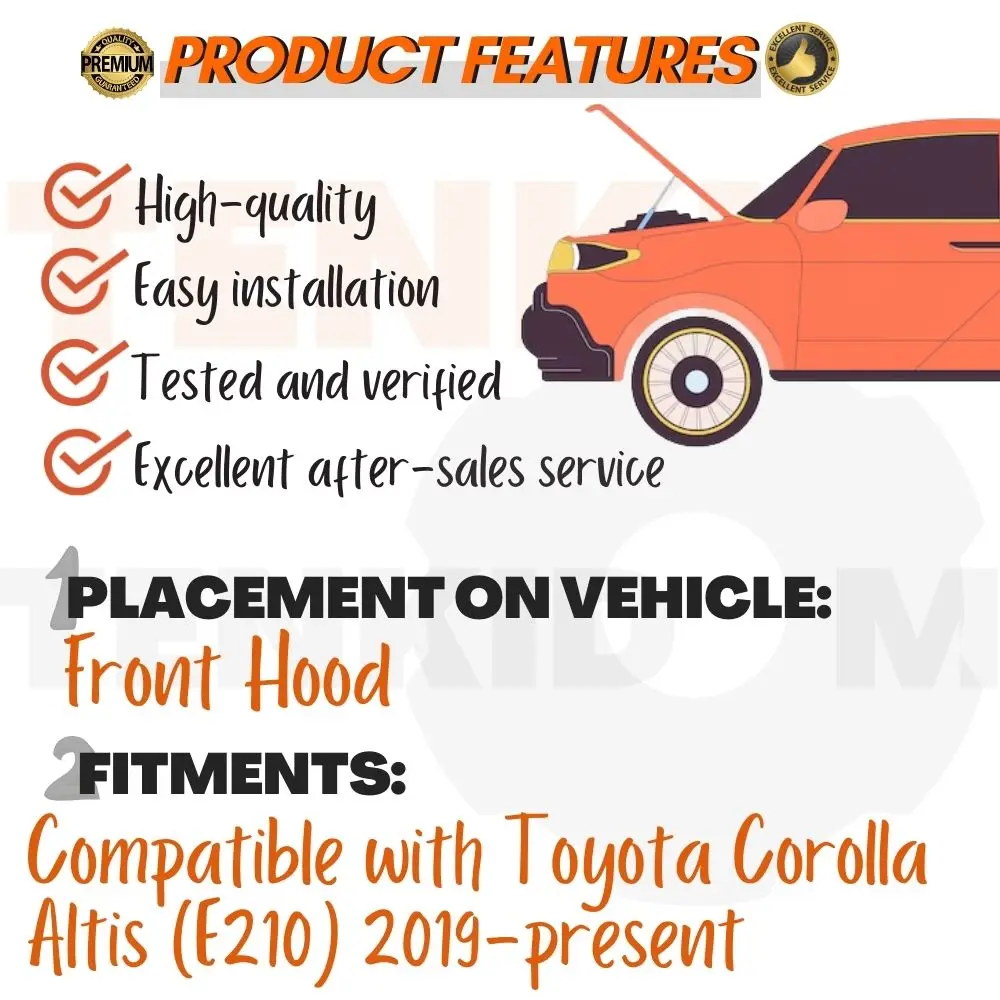 Front Hood Struts for Toyota Corolla Altis (E210) 2019-present Shock Lift Supports Bonnet Gas Dampers Springs No-Drill