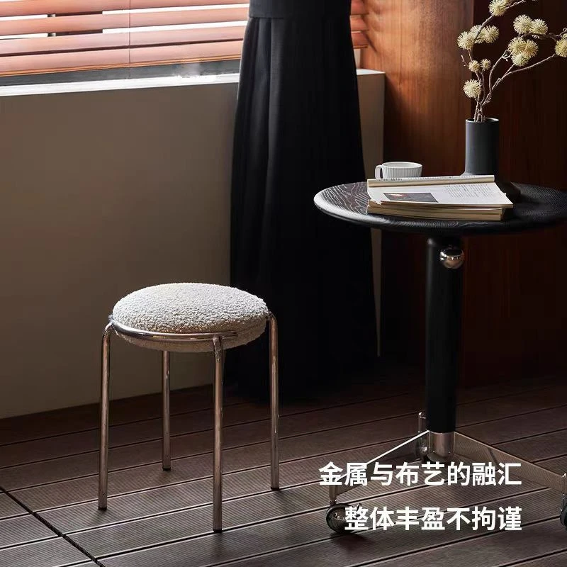 Simple modern stainless steel soft bag living room dining room cafe dining stool stackable creativity