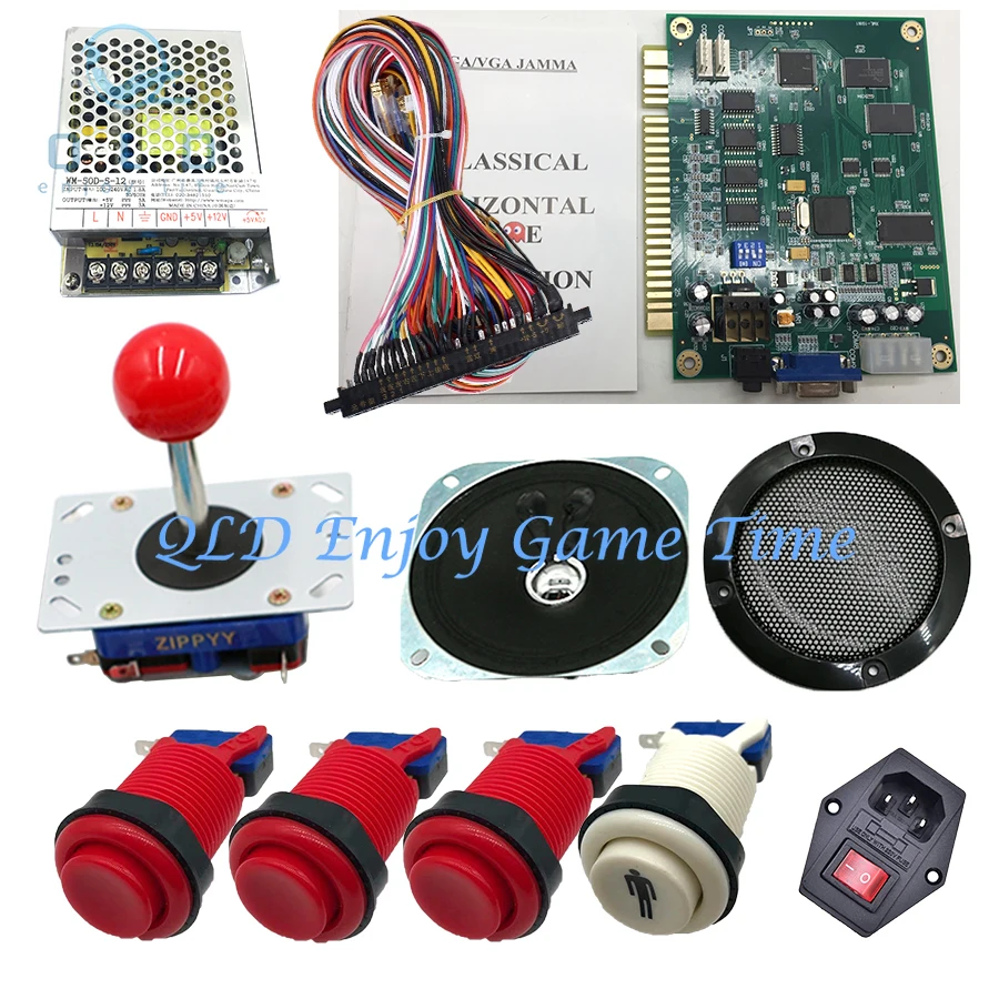 Classical JAMMA Arcade Game 60 in 1 Kit with 24V Power Supply Speaker Zippy Joystick American Push Button Jamma Wire PCB