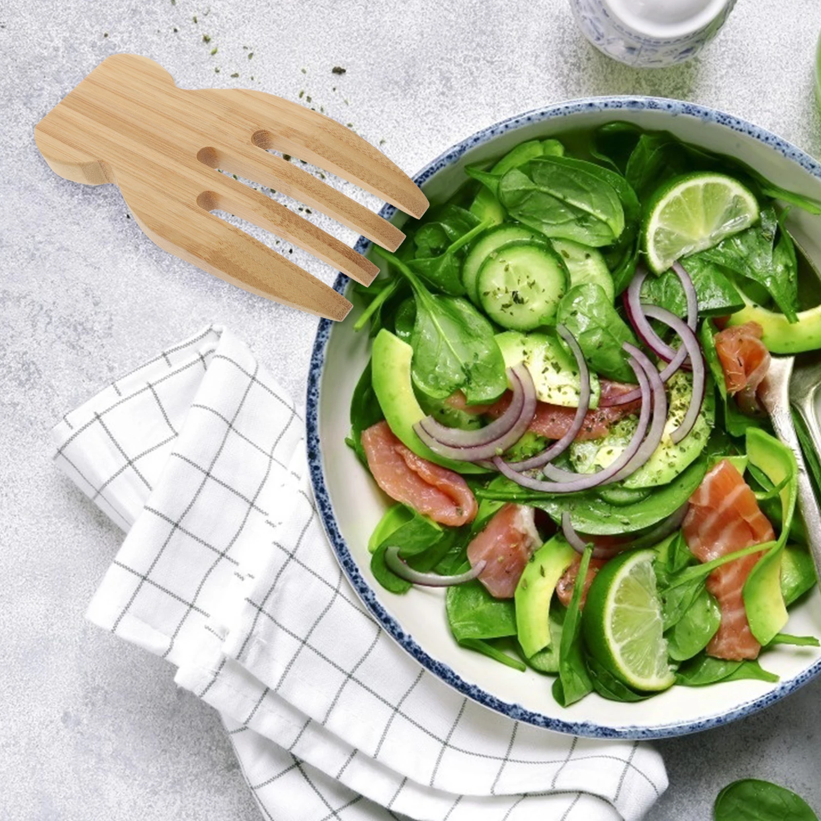 

Salad Mixer Bamboo Cutlery Kitchenware Salad Hands Nonstick Fork Cooking Tools Long Lasting Smooth Edge Creative Design