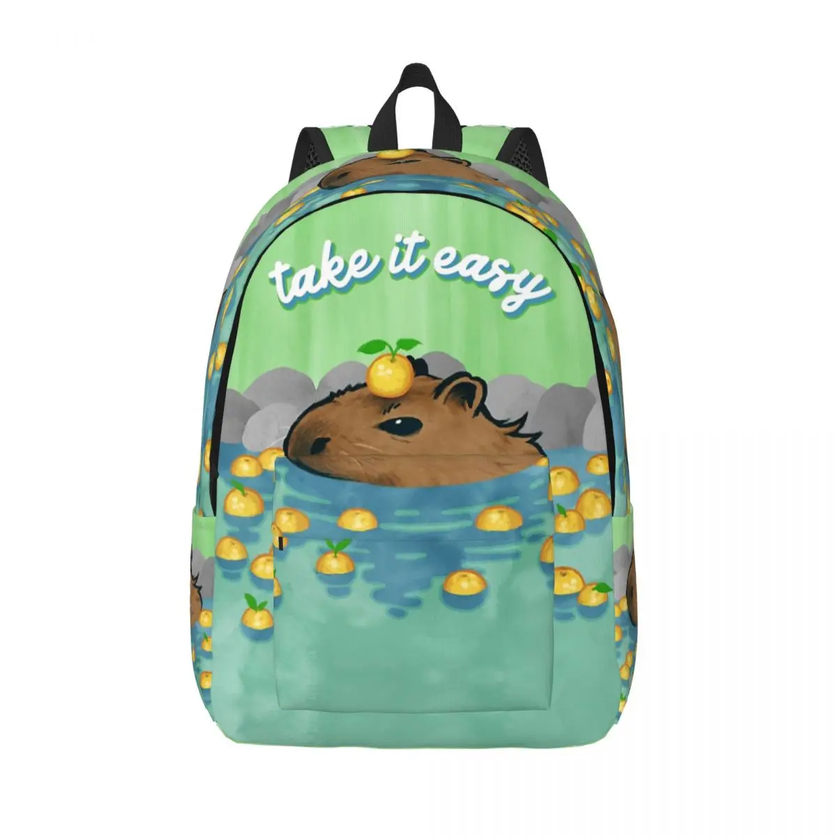 

Custom Chill Capybara Canvas Backpack for Men Women Water Resistant College School Mangas Bag Printing Bookbag