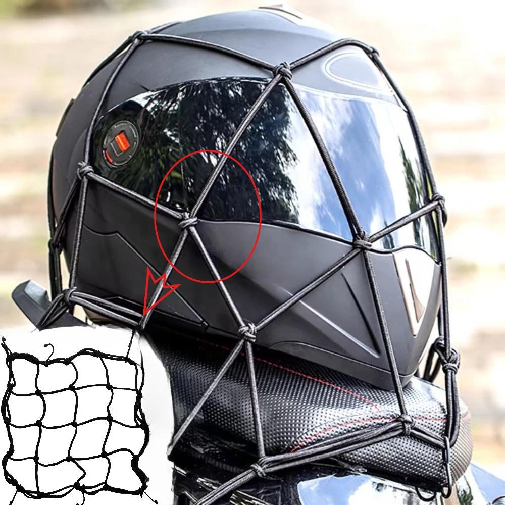 Motorcycle Helmet Fixed Net Pocket 6 Hooks Fuel Tank Mesh Arrangement Adjustable Shrink Stable Stretch Storage Miscellaneous Net