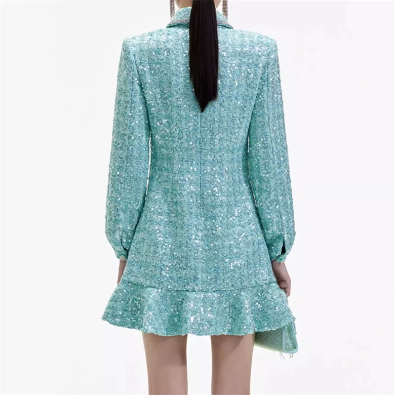 Elegant dresses for women New summer 2024 sequin decorated tweed mini skirt Long sleeved dress Korean Fashion Short dresses y2k