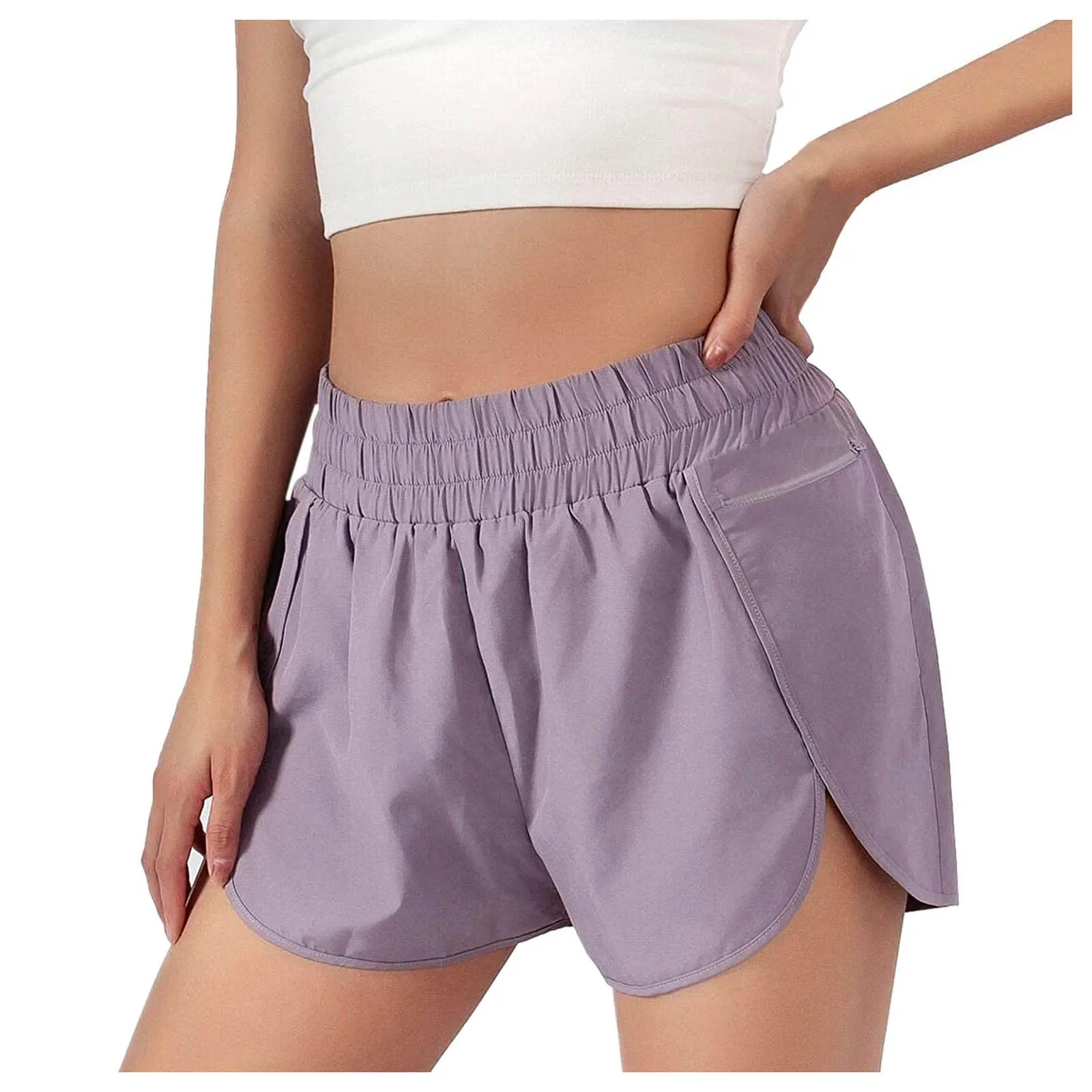 1pcs Women\'s Athletic Workout Shorts Elastic Waist Running Pockets Shorts For Women Sports Fashion