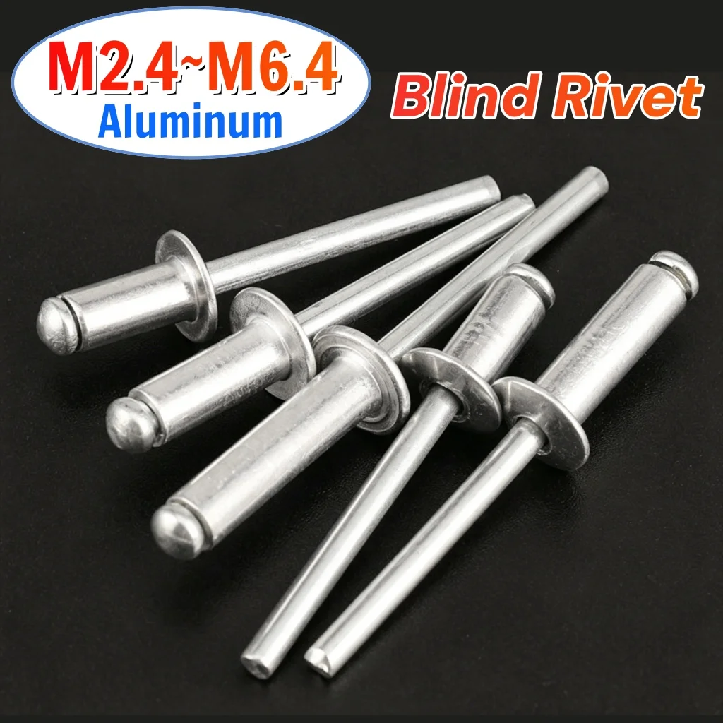 Beicai 10~100pcs Blind Rivets Aluminum Dome Rivets M2.4 M2.8 M3 M3.2 M3.6 M4 M5 M6 M6.4 Shank Mandrel Exhaust Rivet For Car