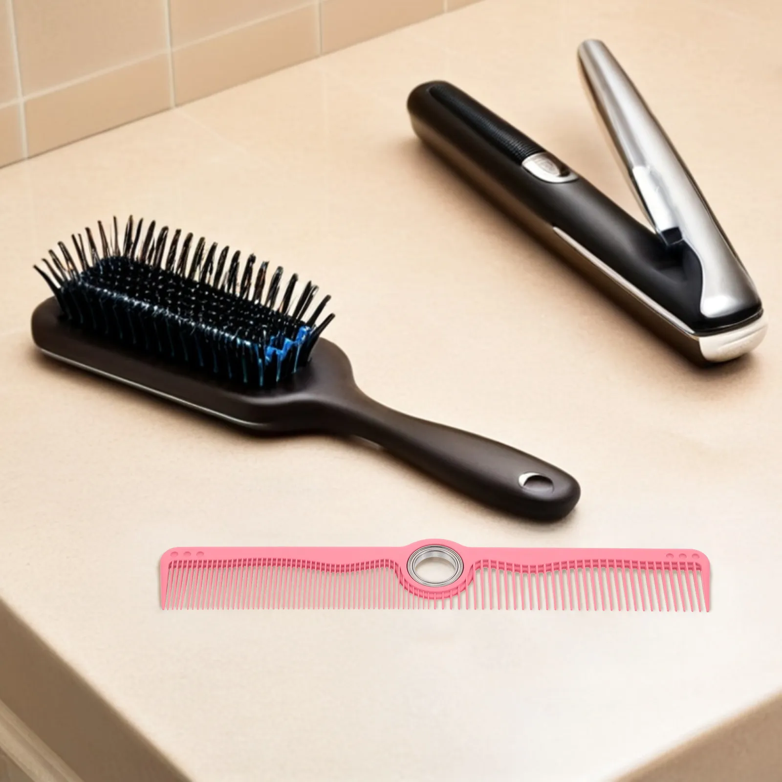 Professional Rotating Hair Comb with Smooth Spinner Anti-Static Barber Styling Comb for Salon Hairdressers All Hair Types Pink - view 2