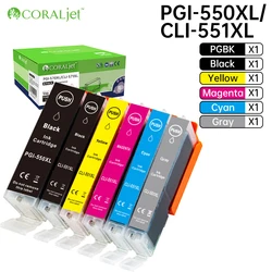 Coraljet-cartucho de tinta PGI-550XL/CLI-551XL, recambio de tinta Multicolor Compatible con Canon PIXMA MG5450, MG5550, MG5650, MG6350, 550XL, 551XL