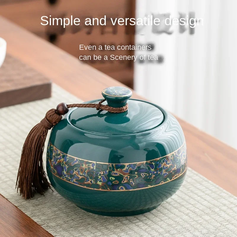 그린 플라워 골드 도금 세라믹 티 틴 뚜껑 포함, 밀폐 상자 커피 캔디 용기, 도자기 식품 저장 용기, 신제품