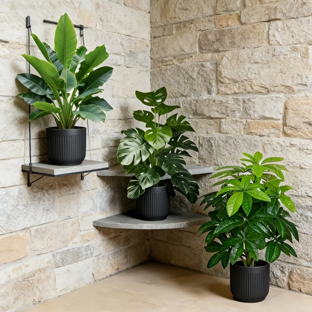 3-teiliges Set Künstliche Areca-Palme, Künstliche Bananenpflanzen und Monstera-Baum-Sets, Gartendekoration, 36 Blätter, Simulierter Bonsai im Topf – Detail 8