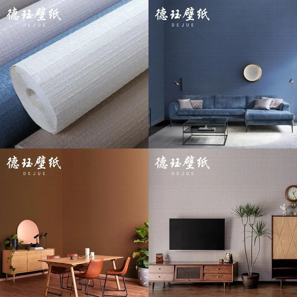 Nordic Modern Simple Solid Color Japanese Linen Woven Wallpaper Chinese Style Living Room Bedroom Background Wall Non Self Adhes