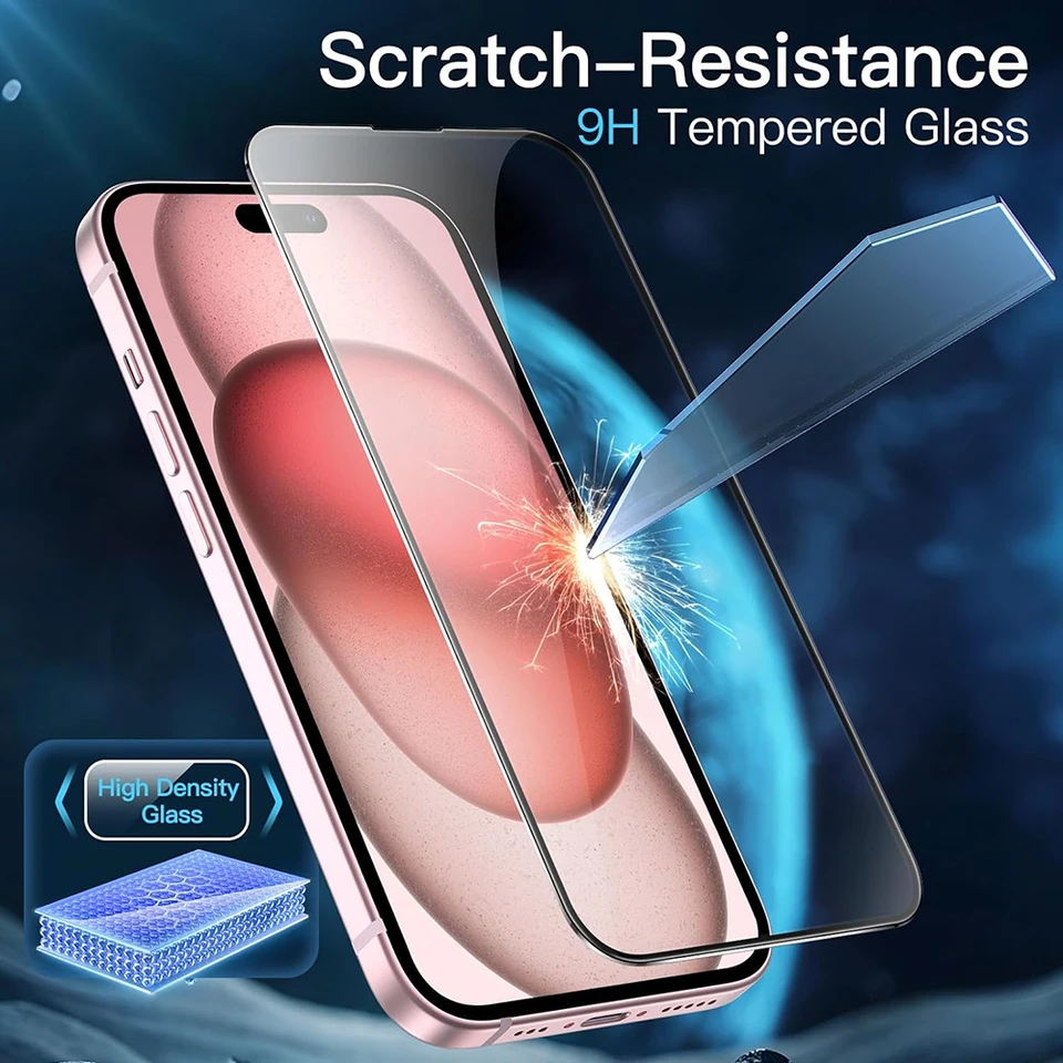 5-1 Piezas Vidrio Templado para iPhone 11 12 13 14 15 Pro Max X Xs XR, Protector de Pantalla para iPhone 13 12 mini 8 7 6 Plus 2