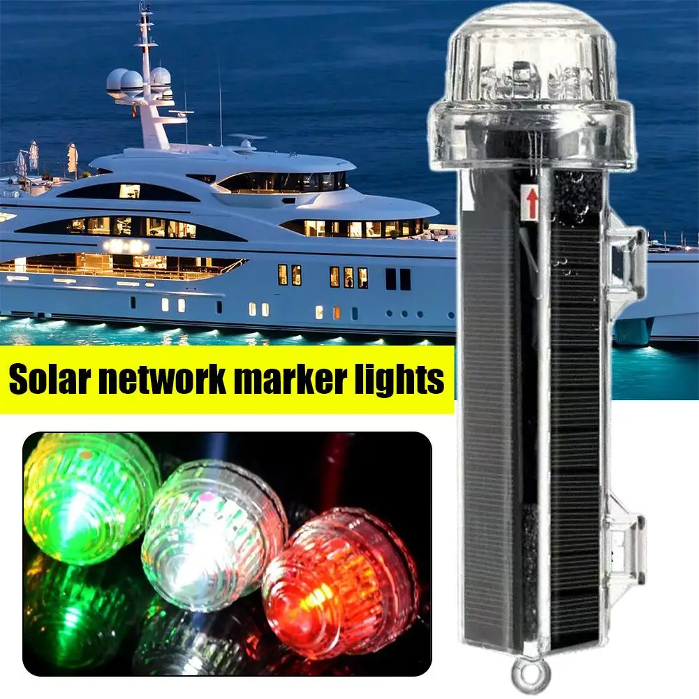 Lampu Sinyal Navigasi Laut Tenaga Surya Lampu Sinyal Navigasi Tahan Air Lampu Peringatan Malam LED Flash Aksesori Kapal Pesiar dan Kapal Nelayan