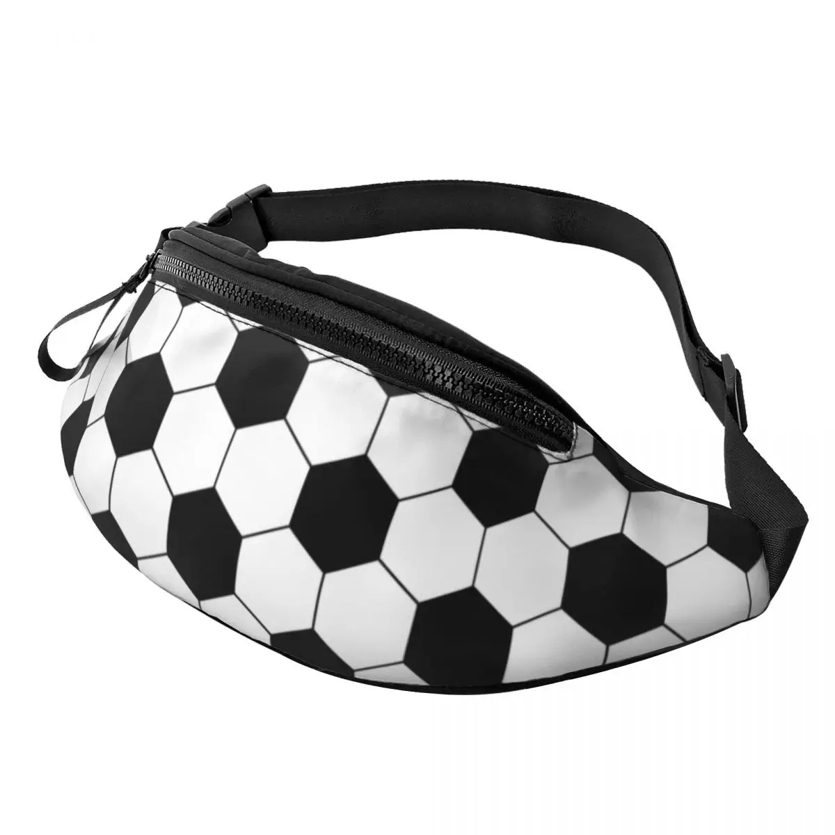 

Cool Football Pattern Hexagonal Fanny Pack Women Men Soccer Ball Crossbody Waist Bag for Hiking Phone Money Pouch