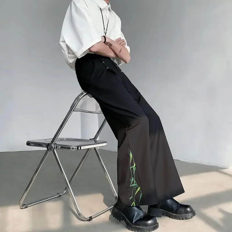 

Black Chinese Style Men's Suits Pants Print Baggy Classic Designer Clothes Homme High Quality Fabric Clothing Male Suit Trousers