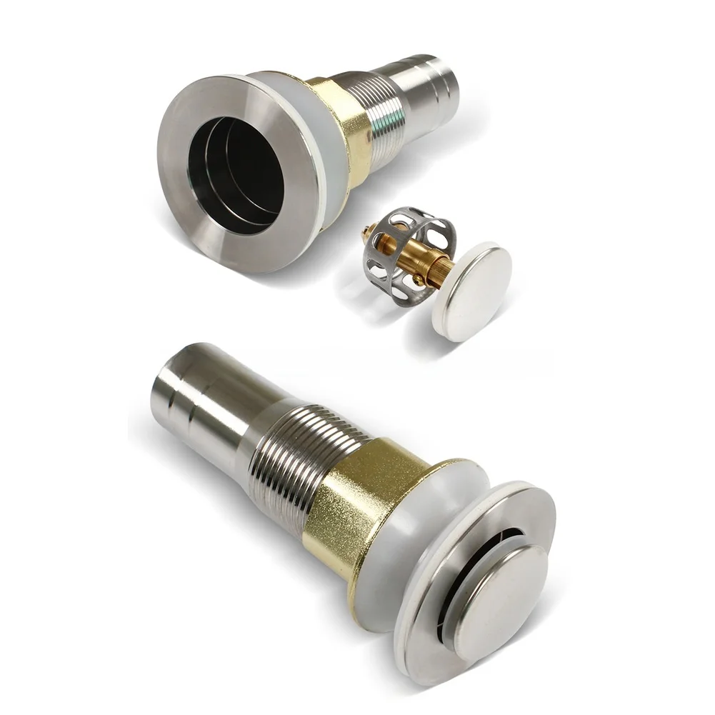 Stainless Steel Floor Drain for Recreational Vehicles with Press Up Mechanism and Mesh Filter 304 SS 124 x 54mm