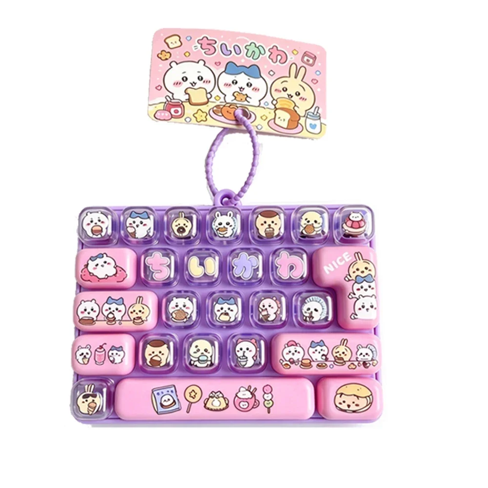 HOT Chiikawa 26-toetsen Fidget Sleutelhanger Caps Clicker 4 toetsen Lichtgevende Hanger Schattige Hachiware Usagi Stressverlichtend Speelgoed Tas Charm Cadeaus