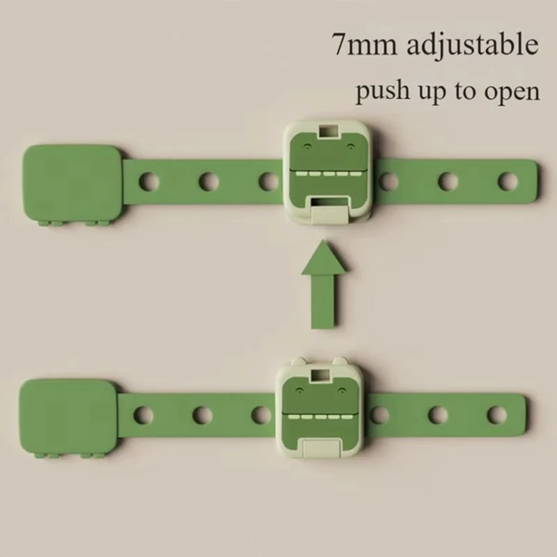 ABGR-10Pcs Babysafety Drawer Lock Anti-Pinching Hand Cabinet Drawer Locks Cartoon Crocodiles Safety Buckle For Children