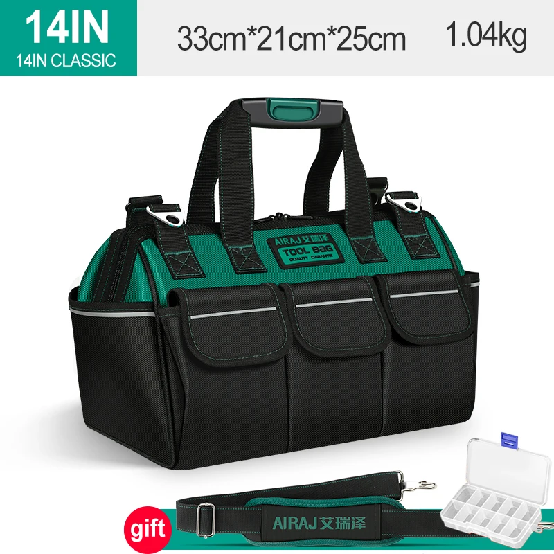 AIRAJ 14inch Tool Bag Electrician Multifunctional Strong Durable Oxford Thickened Woodworking Storage Portable Handheld Bag