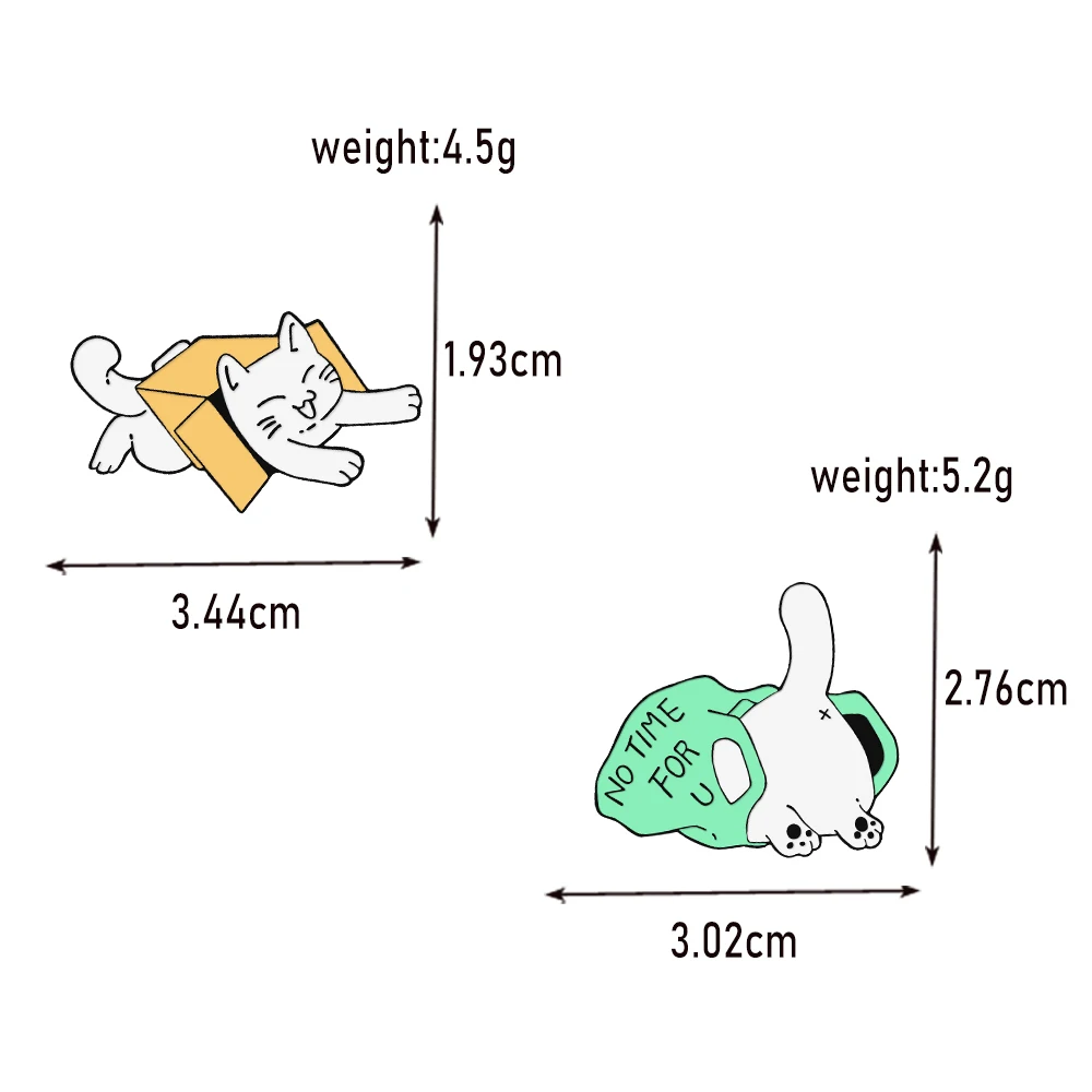 Naughty Cartoon Cat Brooch White kitten In Box Bag Enamel Pin Funny Animal Badge Jewelry Shirt Lapel Pins Gift for Kids Friends image 5