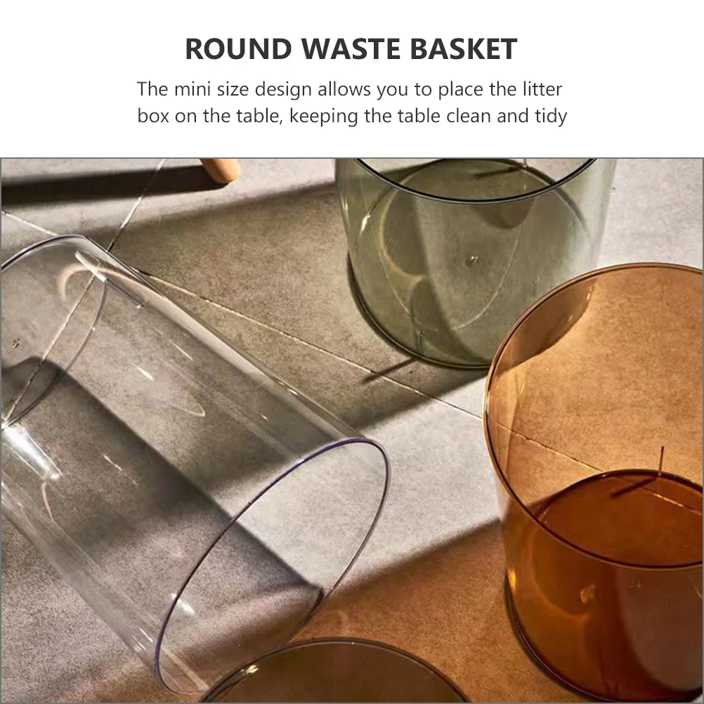 

Transparent Trash Can Clear Plastic Waste Bin Mini Round Dustbin For Desktop Bathroom Office Home Organizer Storage Box