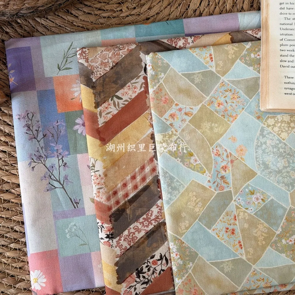 145x50cm Vintage-Blumen-Baumwollstoff 40S Digitaldruck für DIY-Kleidung, Taschen, Haarschleifen, Bastelzubehör, Nähstoff – Detail 5