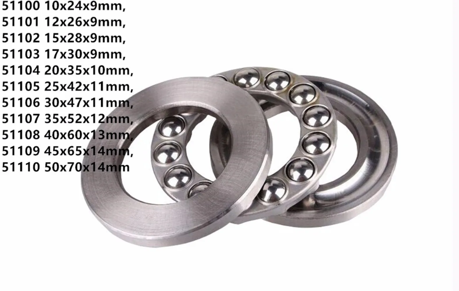 2-10PC 51100 51101 51102 51103 51104 51105 51106 51110 3-in-1 Plane Axial Bearing Thrust Bearing Ball Bearing