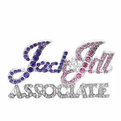 Sparking Blue PinK Crystal Society Letters Jack And Jill Associate Brooch JJ Pin Jewelry Custom