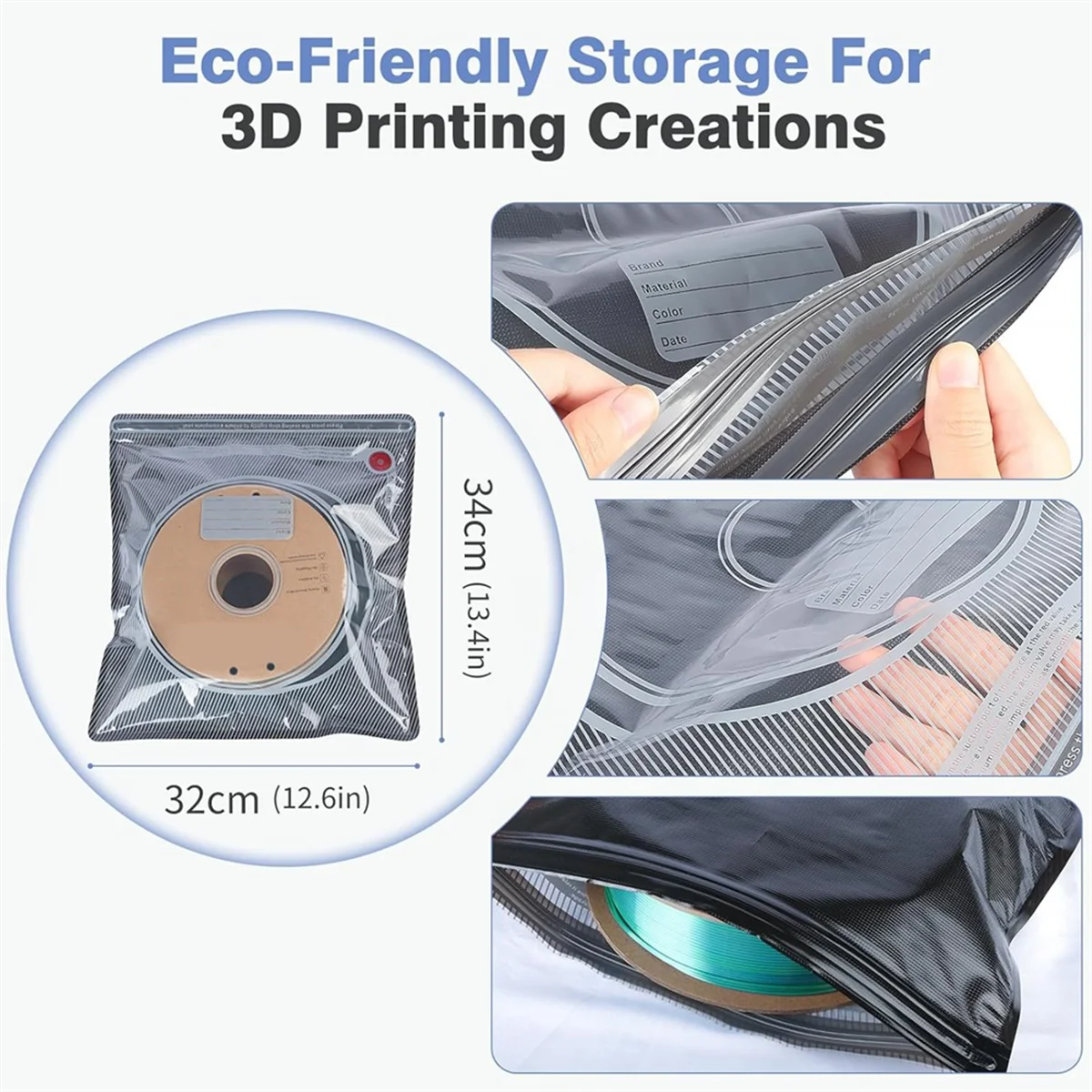 

A002 20pcs Refill Bags 3D Filament Storage Bags,Light-Proof 3D Printer Filament Vacuum Sealed Bags for Keeping Dry, Plus Size