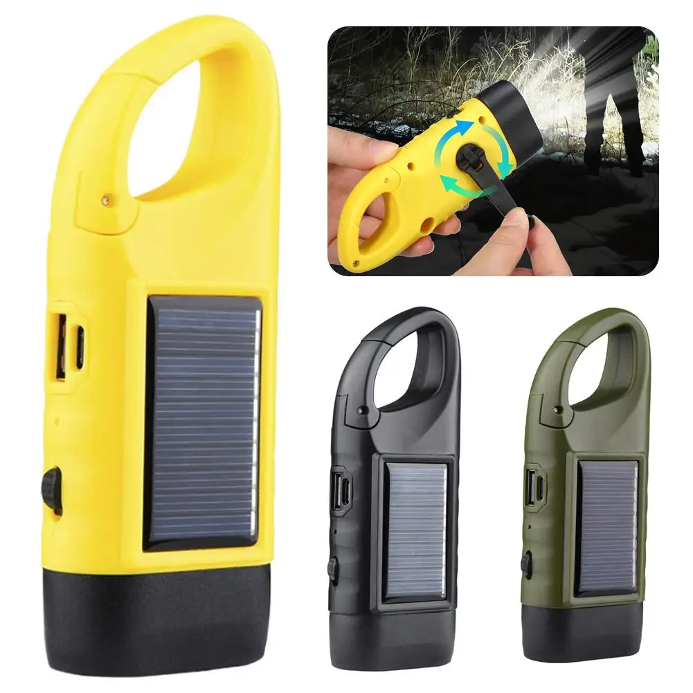 

Portable Hand Crank Solar Flashlight Multi-Function USB charging LED Emergency Light Outdoor Camping Power Torch