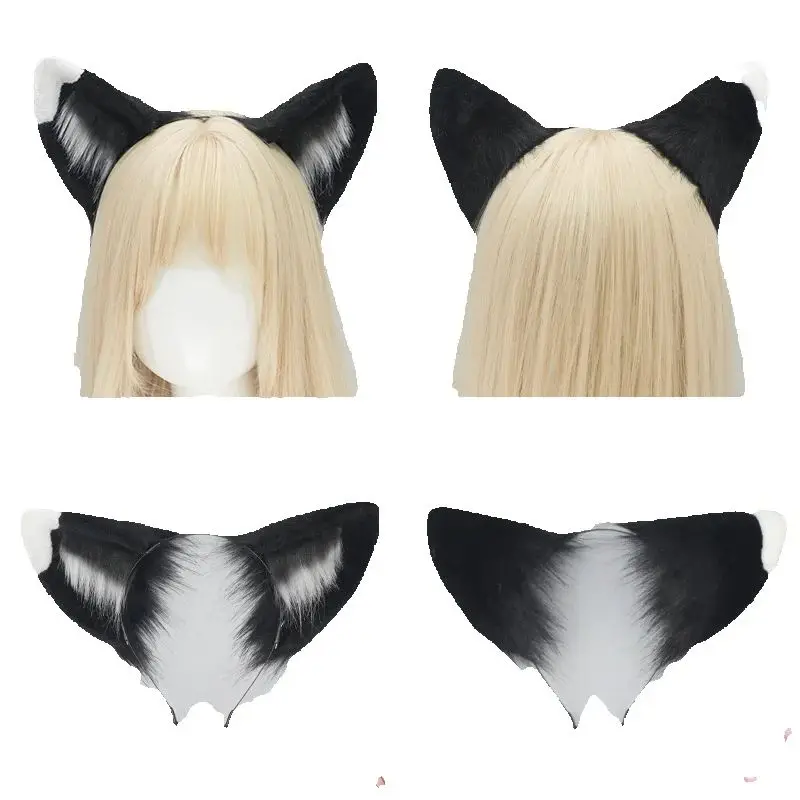 

Furry Cat Ears Headband Bendable Tail Comic-Con Animal Cosplay Props Lolita Girls Cow Ears Hair Accessories Women Lovely Fursuit